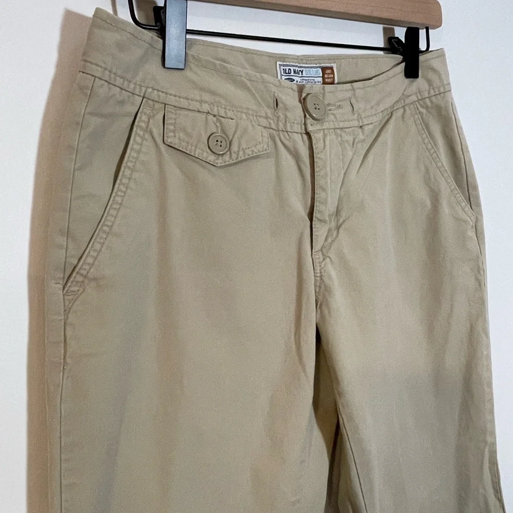 Old Navy Y2K Tan Khaki Wide Leg Ladies Cotton Chino Pants Size 6 Low Rise